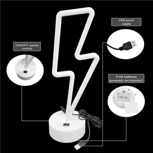 Lightning Bolt Neon Sign Blue LED Light for Bedroom Gaming Room Teen Decor - Picture 5 of 7